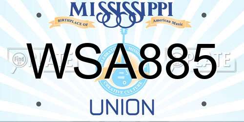 WSA885 Mississippi License Plate