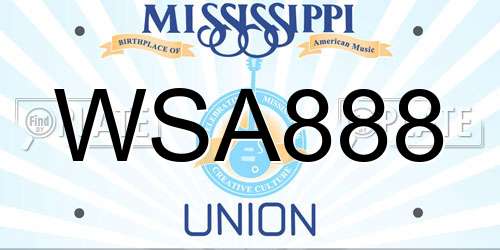 WSA888 Mississippi License Plate