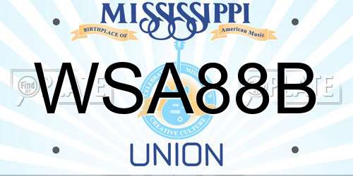 WSA88B Mississippi License Plate