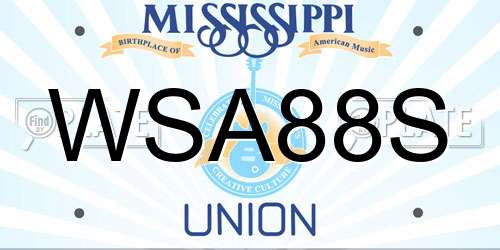 WSA88S Mississippi License Plate