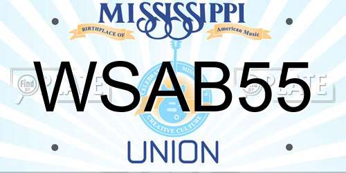 WSAB55 Mississippi License Plate