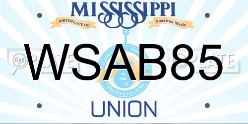 WSAB85 Mississippi License Plate