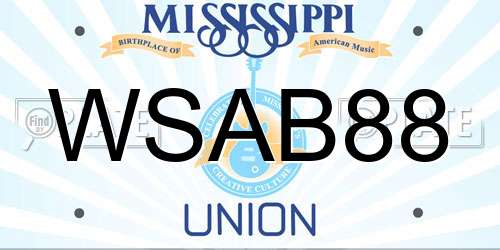 WSAB88 Mississippi License Plate