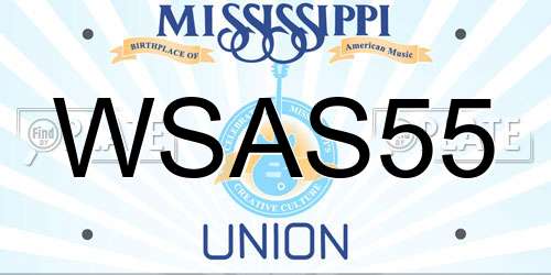 WSAS55 Mississippi License Plate