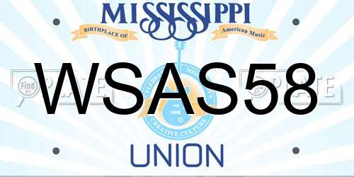 WSAS58 Mississippi License Plate
