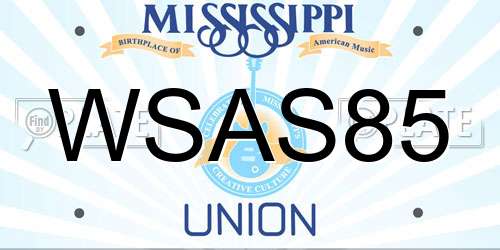 WSAS85 Mississippi License Plate