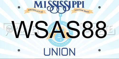 WSAS88 Mississippi License Plate