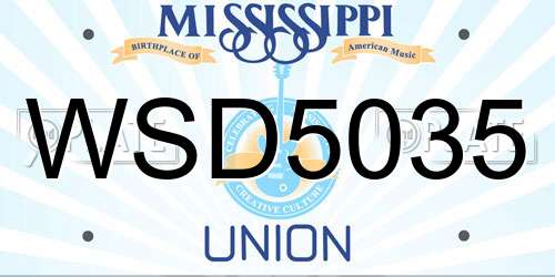 WSD5035 Mississippi License Plate