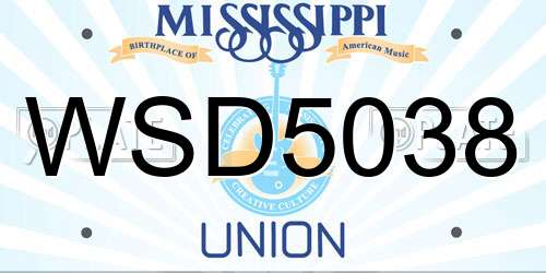 WSD5038 Mississippi License Plate