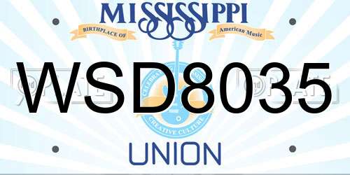 WSD8035 Mississippi License Plate