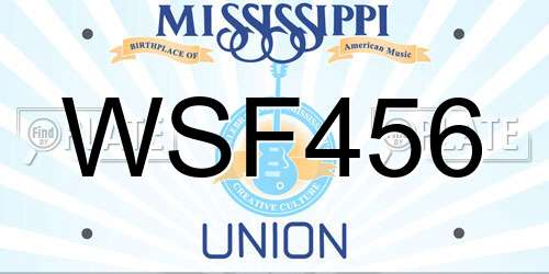 WSF456 Mississippi License Plate
