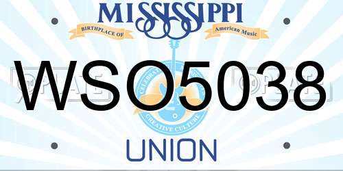 WSO5038 Mississippi License Plate