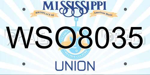 WSO8035 Mississippi License Plate