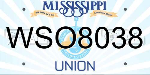 WSO8038 Mississippi License Plate