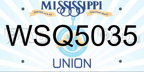 WSQ5035 Mississippi License Plate