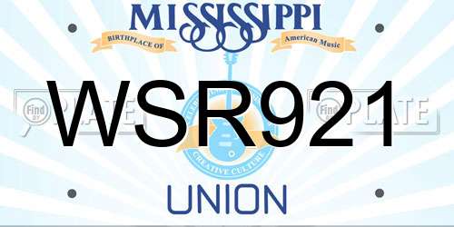 WSR921 Mississippi License Plate