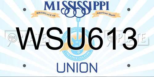 WSU613 Mississippi License Plate