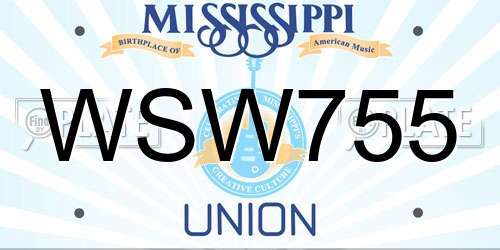 WSW755 Mississippi License Plate
