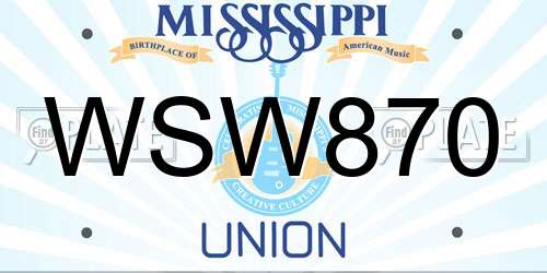 WSW870 Mississippi License Plate