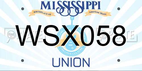 WSX058 Mississippi License Plate