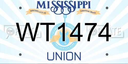 WT1474 Mississippi License Plate