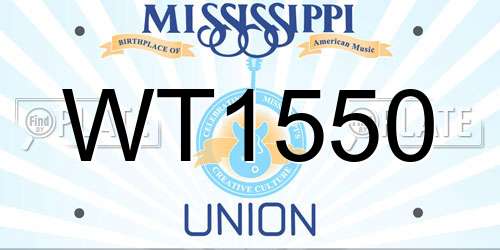 WT1550 Mississippi License Plate
