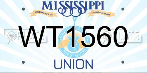 WT1560 Mississippi License Plate