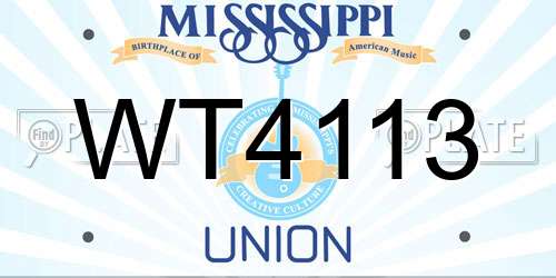 WT4113 Mississippi License Plate