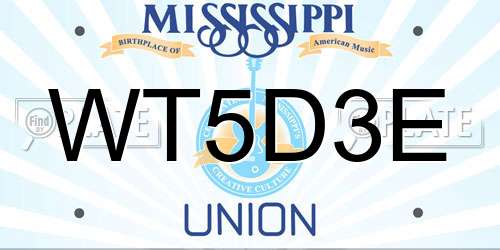 WT5D3E Mississippi License Plate