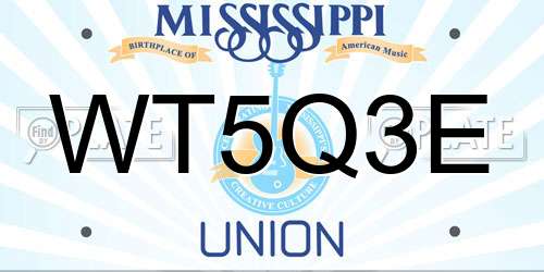WT5Q3E Mississippi License Plate