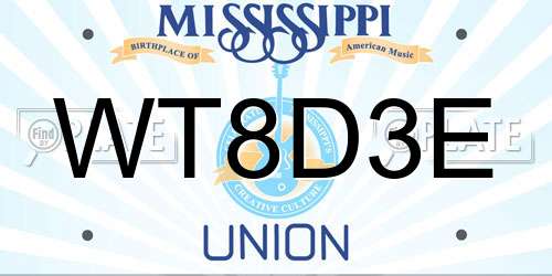 WT8D3E Mississippi License Plate