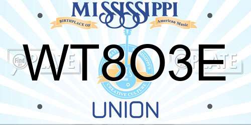 WT8O3E Mississippi License Plate