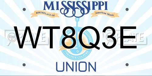 WT8Q3E Mississippi License Plate