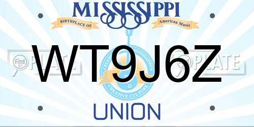 WT9J6Z Mississippi License Plate
