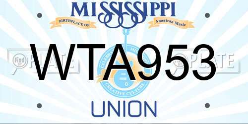 WTA953 Mississippi License Plate