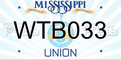 WTB033 Mississippi License Plate