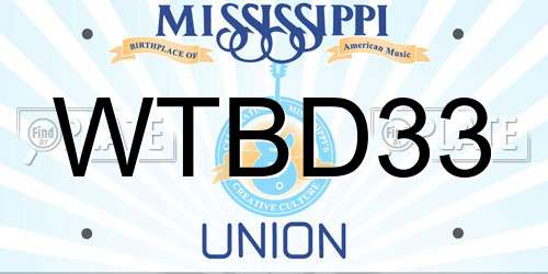 WTBD33 Mississippi License Plate