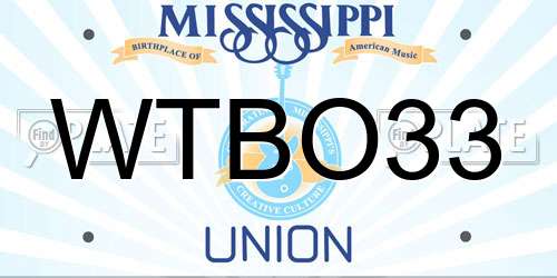 WTBO33 Mississippi License Plate