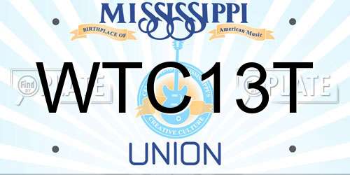WTC13T Mississippi License Plate