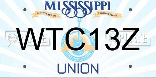 WTC13Z Mississippi License Plate