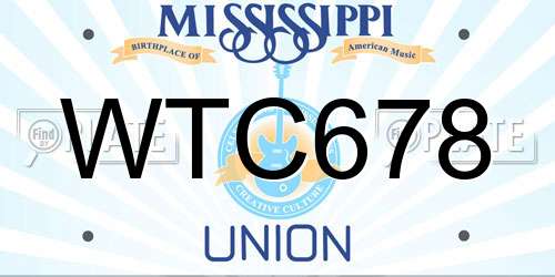 WTC678 Mississippi License Plate
