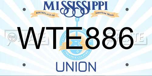 WTE886 Mississippi License Plate