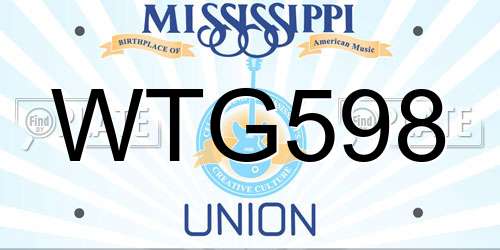 WTG598 Mississippi License Plate