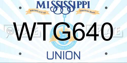 WTG640 Mississippi License Plate