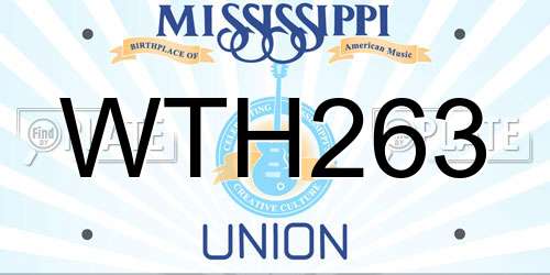 WTH263 Mississippi License Plate