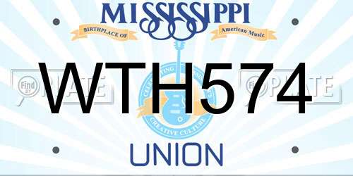 WTH574 Mississippi License Plate