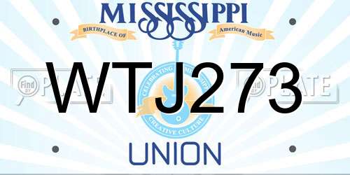WTJ273 Mississippi License Plate