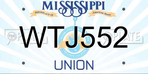 WTJ552 Mississippi License Plate