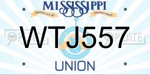 WTJ557 Mississippi License Plate