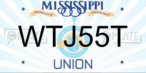 WTJ55T Mississippi License Plate
